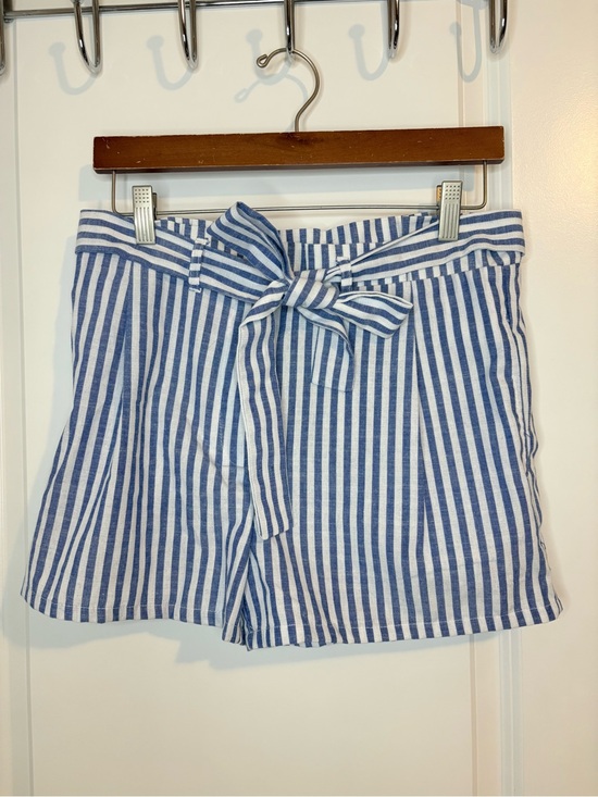 Pants - Striped Tie-Waist Women’s Shorts - Blue/White